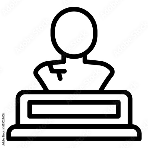 sculpture outline icon representing displayed art piece in museum gallery