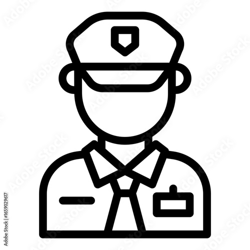 security outline icon showing guard ensuring safety in museum premises