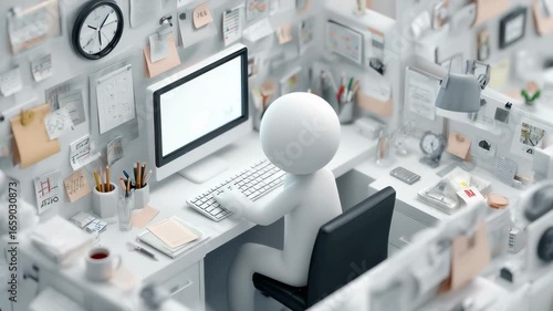 Pictogram Office Worker 3DCG Loop Animation/ピクトグラムオフィスワーカーの3DCGループアニメーション5