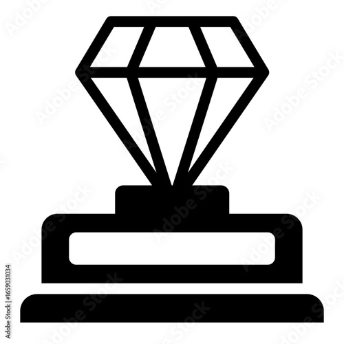 diamond glyph icon displayed as valuable artifact in museum showcase