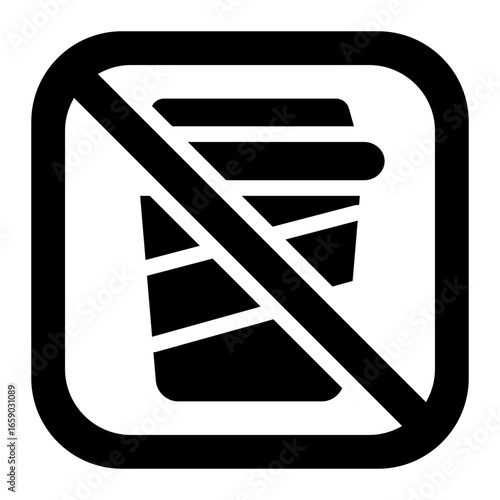 no drink glyph icon prohibiting beverages in museum exhibition areas