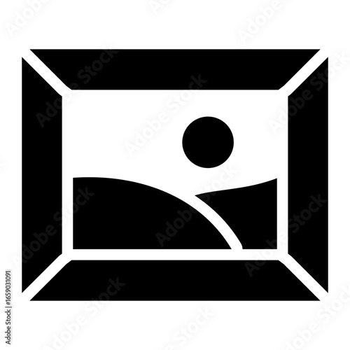painting glyph icon representing framed art piece in museum gallery