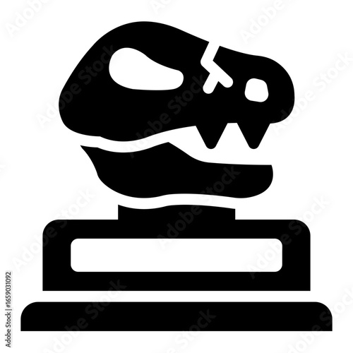 dinosaur skeleton glyph icon displayed as a paleontology exhibit in museum