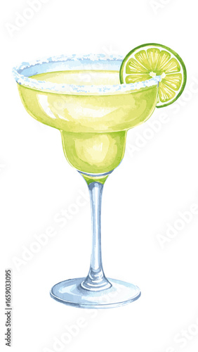 Watercolor Margarita Cocktail Illustration