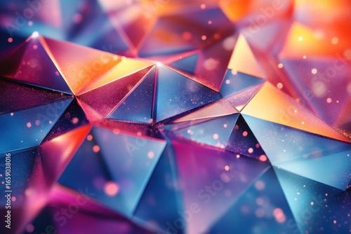 Colorful Geometric Triangle Patterns with Light Reflections and Depth