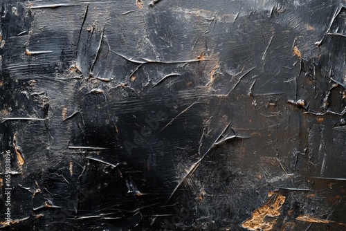Dark Textured Abstract Background with Cracked Black Surface