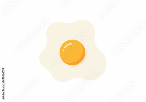 Fried Egg with Sunny-Side Up Yolk Simple Illustration.