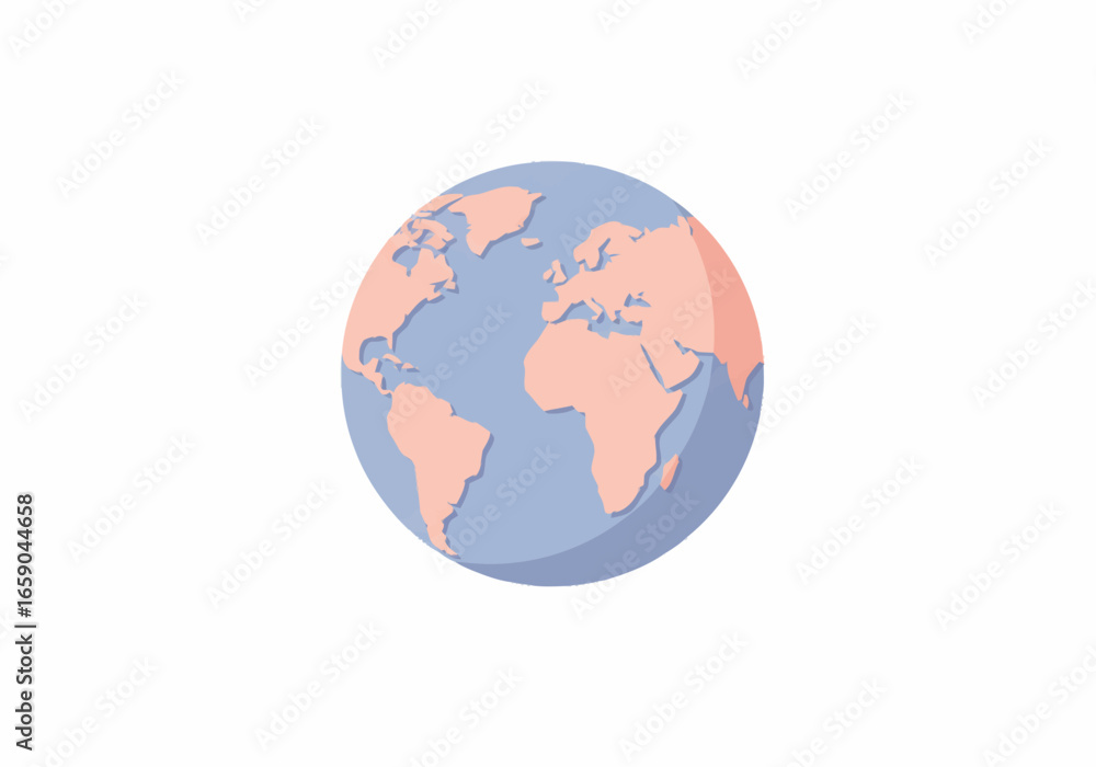 Fototapeta premium Simple Pastel-Colored Earth Globe Illustration.