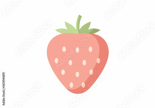 Flat Design Illustration of a Single Strawberry.