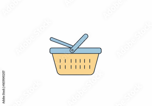 Pastel Yellow Shopping Basket with Light Blue Handle.