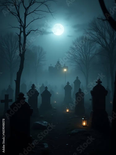 Wallpaper Mural halloween background with cemetery Torontodigital.ca