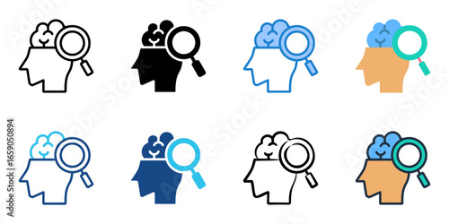 Psychology icon set multiple style collection 
