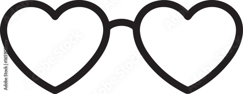 Stylish heart shaped glasses outline for Valentine's Day design projects, romantic invitations, and love themed graphics, originally a scalable vector graphic.