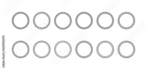 a collection of circular ornaments with line motifs