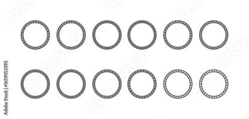 a collection of circular ornaments with line motifs