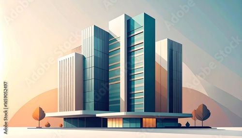 architecture with clean lines and dramatic shadows 