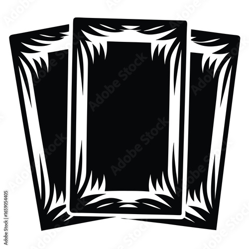 Three black mystery cards with ornamental design hinting at fortune telling