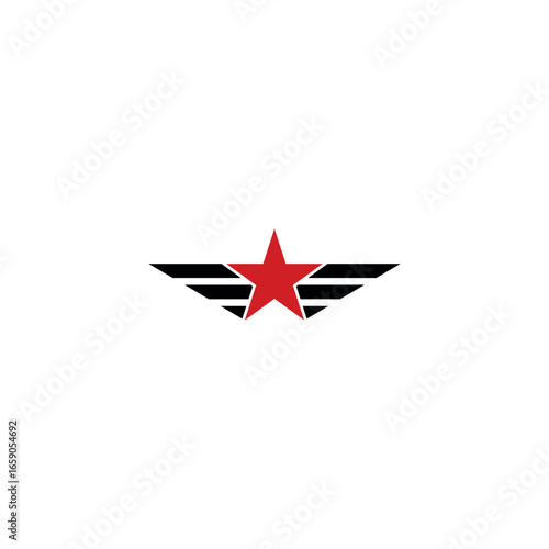 Flying star with two wings, vector icon for organization template