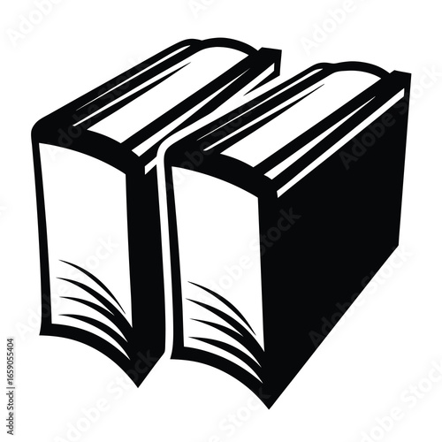 Two black and white books standing next to each other in monochrome style
