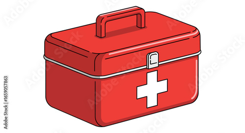 Clean Line Art Medical First Aid Kit Supply Emergency Box