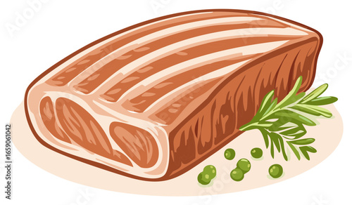 Raw Pork Loin Roast with Rosemary and Peas on a Plate for Delicious Culinary Creations