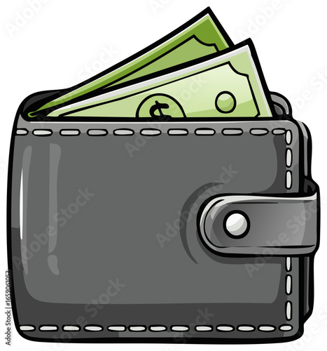 Wallet with Money Illustration Wallet Full of Cash Monetary Currency Illustration