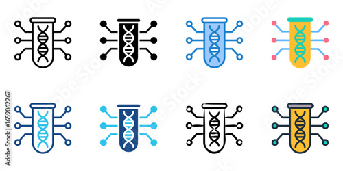 Genetic Engineering icon set multiple style collection 
