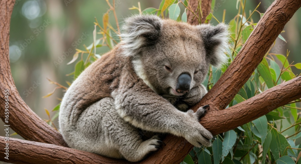 Fototapeta premium Koala Resting on Tree Branch