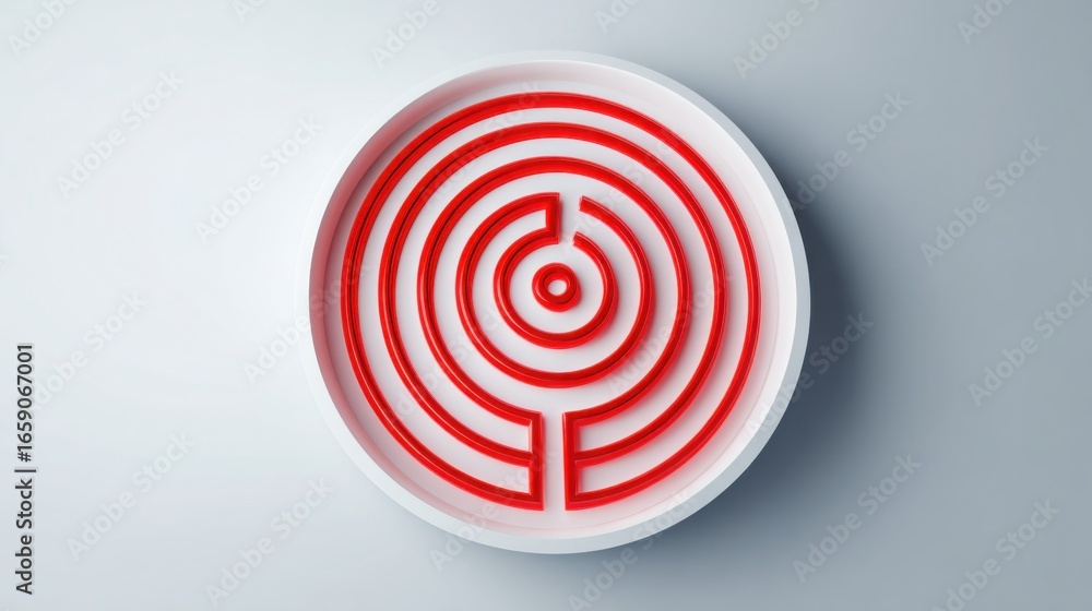 Board with a bold red arrow precisely hitting the center representing focused goals and success Board with a bold red arrow precisely hitting the center representing focused goals and success