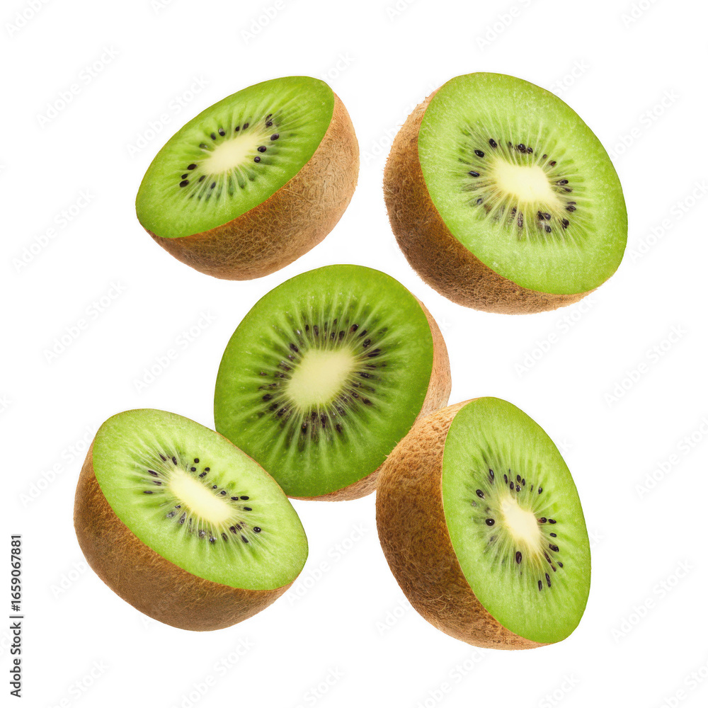 Fototapeta premium Halved kiwi fruit isolated on transparent background