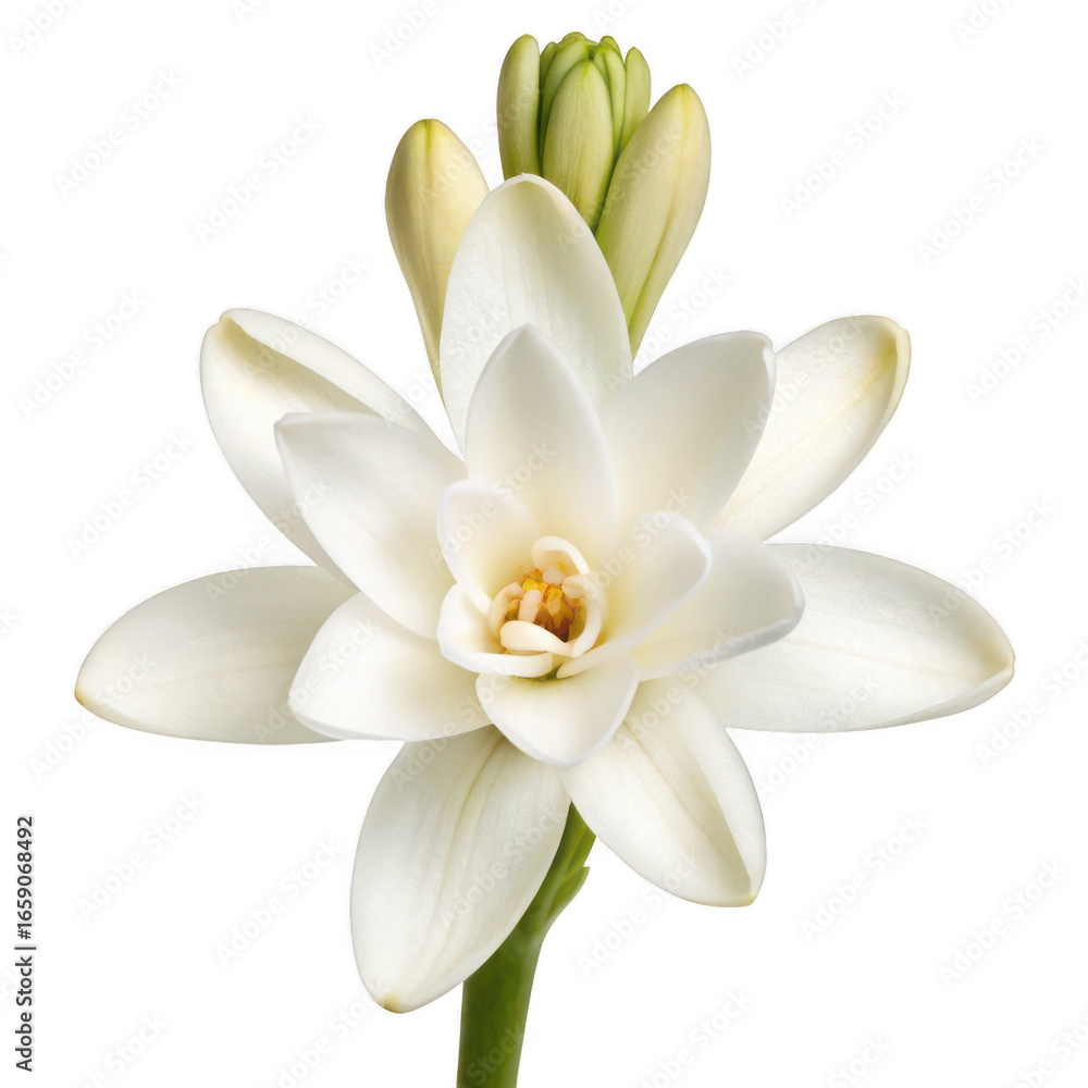 Fototapeta premium Single tuberose bloom isolated on transparent background