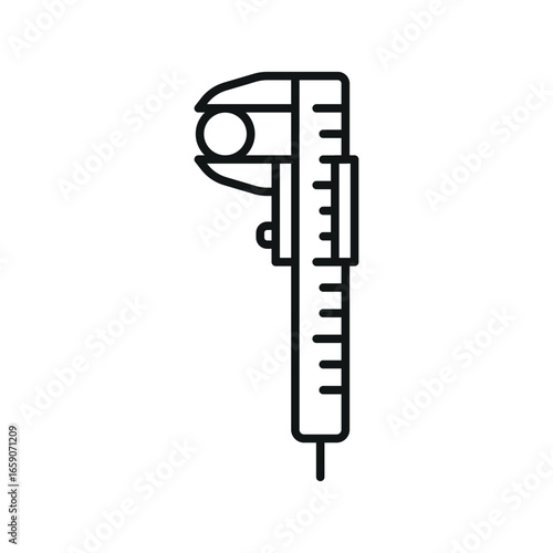 Caliper icon in line style for engineering, mechanic, and industrial tool designs.
