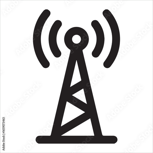Signal Tower Icon | Wireless Communication Antenna Symbol Vector