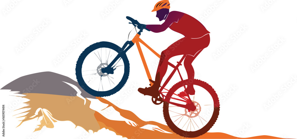 Fototapeta premium Vector illustration of a mountain biker