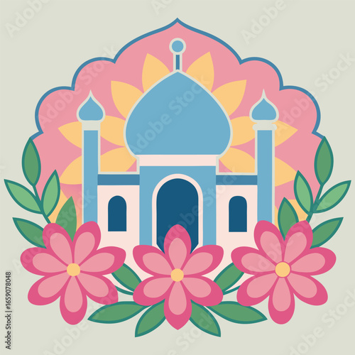 Logo of the Taj Mahal, featuring its iconic dome and minarets, symbolizing India's rich architectural heritage.