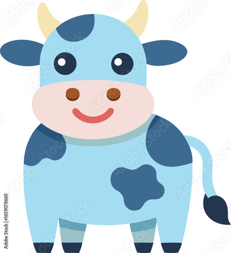 Cute anime cow, Cute anime cow with a bell on its neck, 