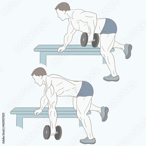 Man doing weights in the gym. Exercising muscles in the gym.