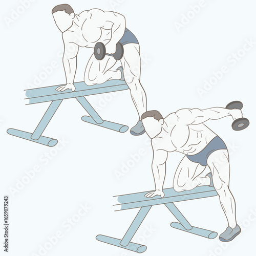 Man doing weights in the gym. Exercising muscles in the gym.