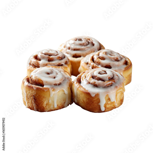 Delicious Glazed Cinnamon Rolls, Sweet Baked Goods, Close Up