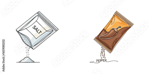 Salt and Papper Logo Vector. Spices Flat Line Icon, Outline Vector Symbol Illustration.
