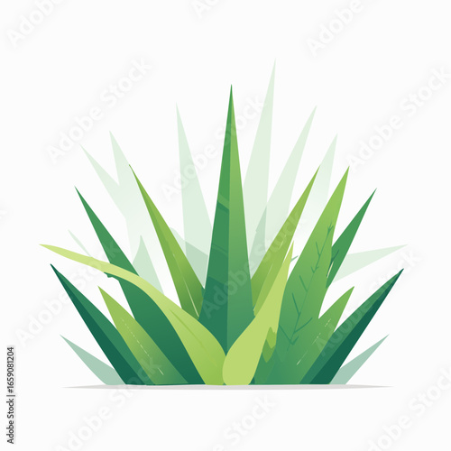 An abstract vector illustration of simple grass with angular and polygonal blades, inspired by modern art and presented in a duotone green style