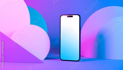 Smartphone in vibrant neon backdrop
