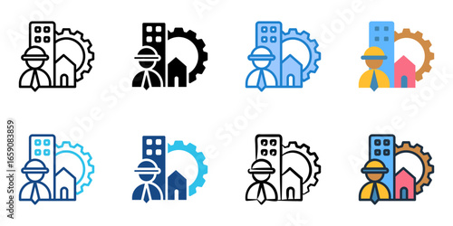 Civil Engineering icon set multiple style collection 
