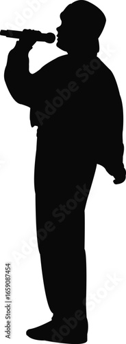 a child singing, silhouette vector