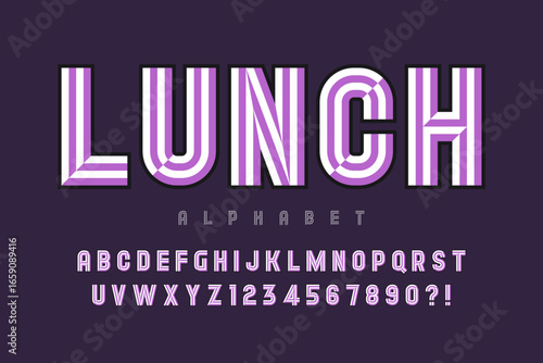 Original display font design, chisel alphabet style, letters and numbers.