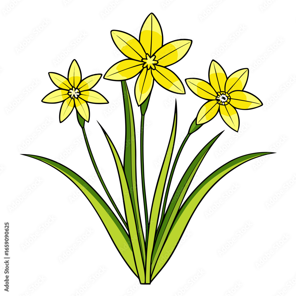 Fototapeta premium line art yellow eyed grass