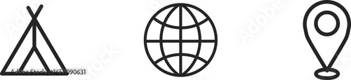 Simple Black and White Globe Icon for Website or Graphic Design