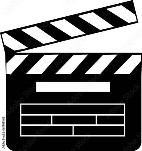 Studio clapperboard icon used in video and film production. Essential for marking scenes in movie shoots. whether Bollywood, Hollywood, live streaming. highlighting action, direction, and equipment.
