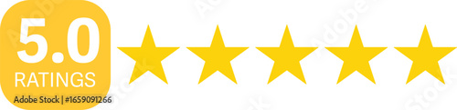 A perfect rating concept. Golden star rating evaluation icon for service, product or business review 