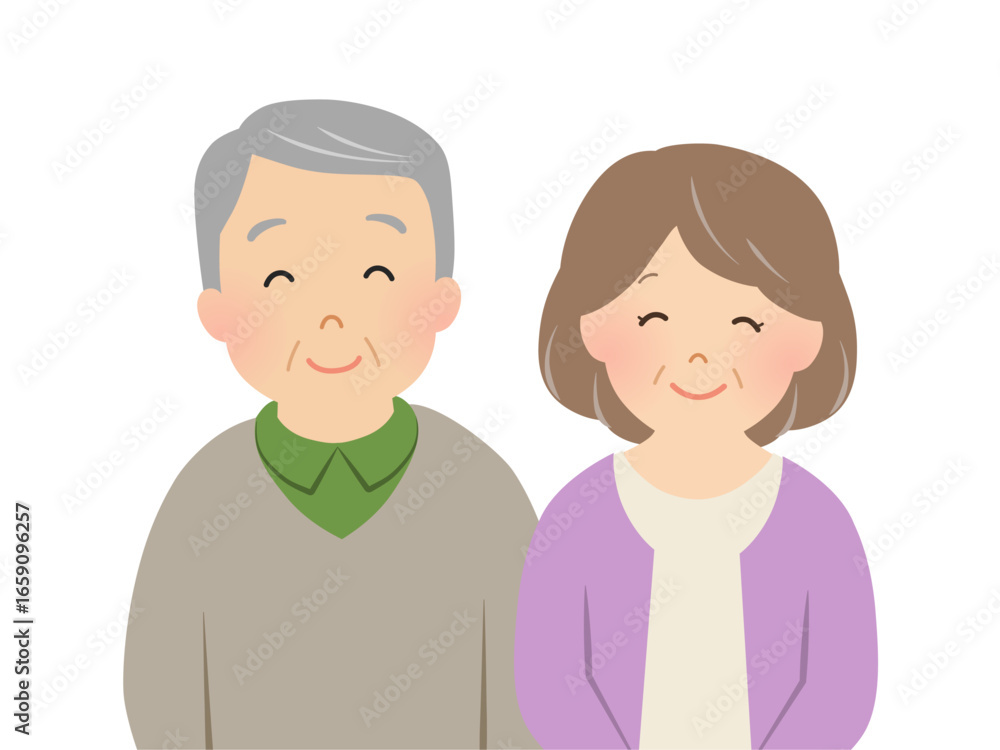 笑顔のシニア夫婦_ベクターイラスト 笑顔のシニア夫婦_ベクターイラスト